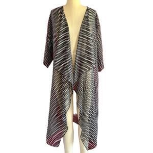 Womens Cover Up Size Medium Sheer Black Polka Dot Geometrics Soft Goth Office